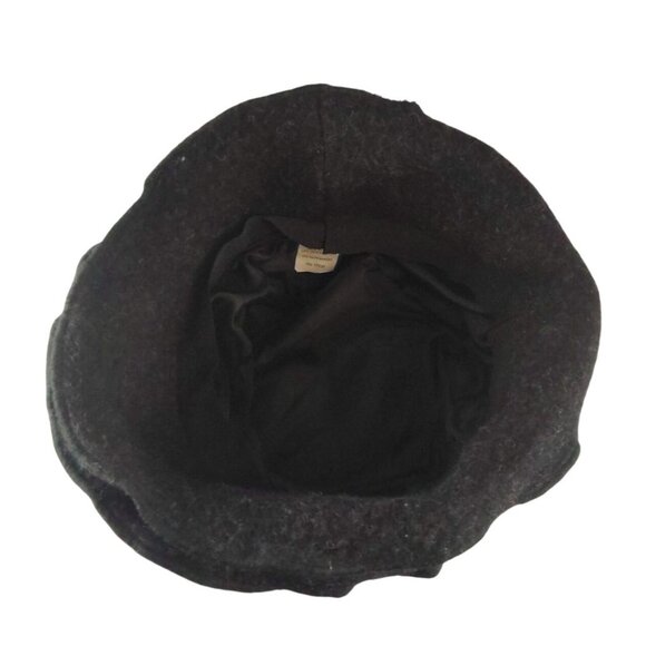 Platina Women's Charcoal Gray Wool Blend Cloche Hat With Ruffled Brim - Picture 7 of 11